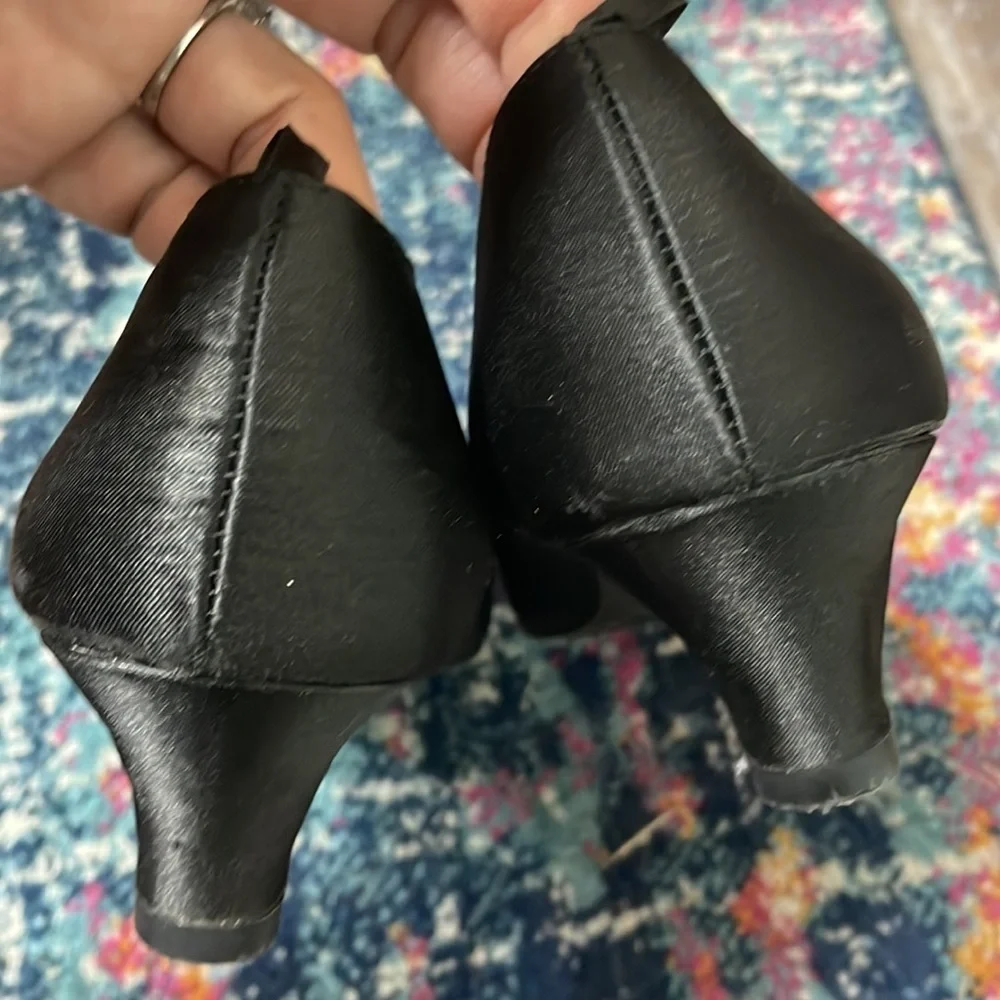 George black satin embellished kids high heels